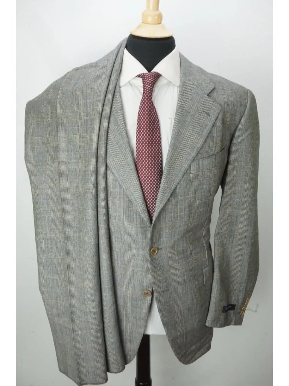 Burberry London Gray Blue Black Plaid Wool 2 Pc Suit Jacket Pant 56R EU NEW
